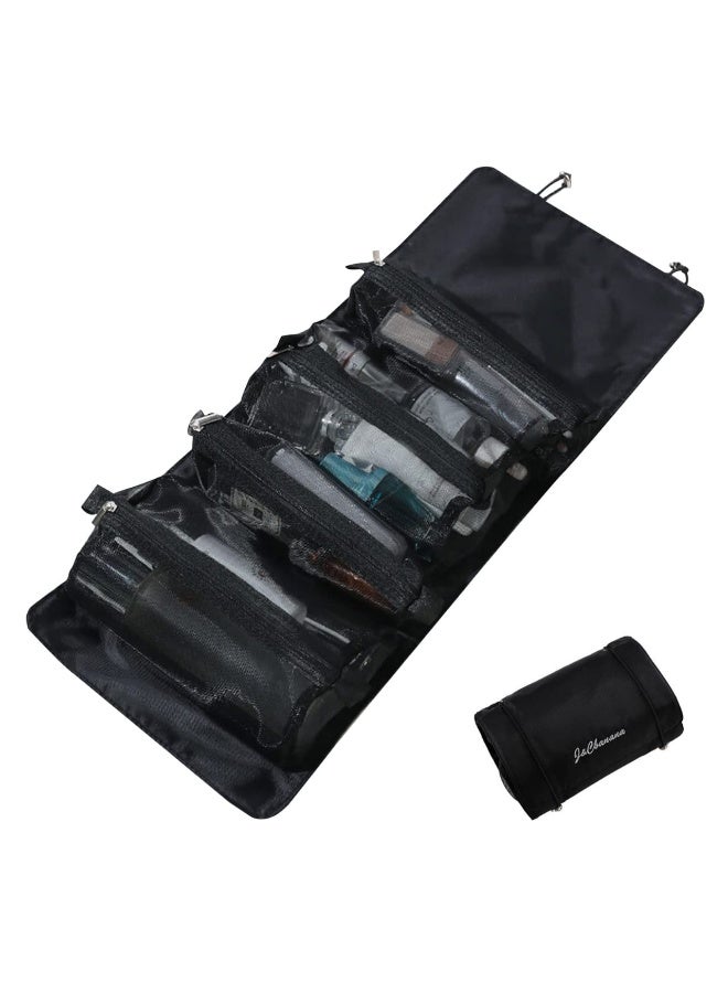 Detachable Mesh Cosmetic Bag Portable Large Capacity 4 in 1 Portable Folding Travel Cosmetic Storage Toiletry Bag - Image 3